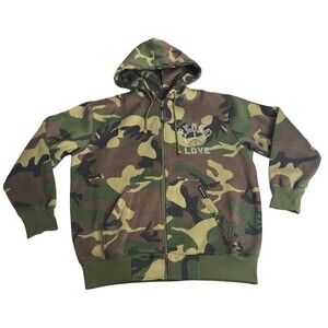 Y2K Kenpo Camo Hoodie Sweatshirt Women S Peace Love McBling Oversized Streetwear